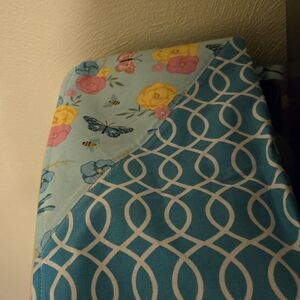 Blue mixed pattern cosmetic bag